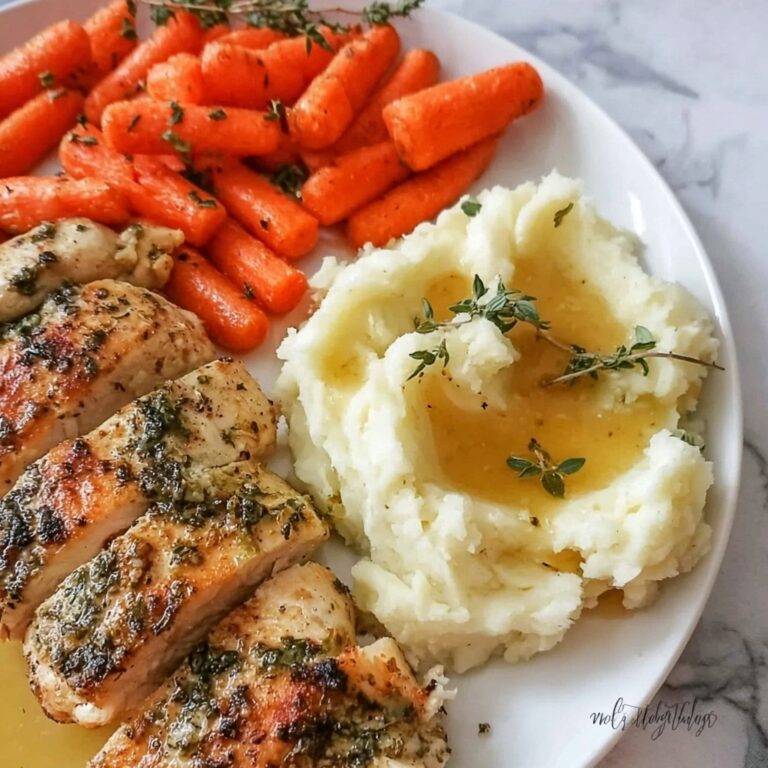 Garlic Herb Chicken with Mashed Potatoes and Glazed Carrots Recipe