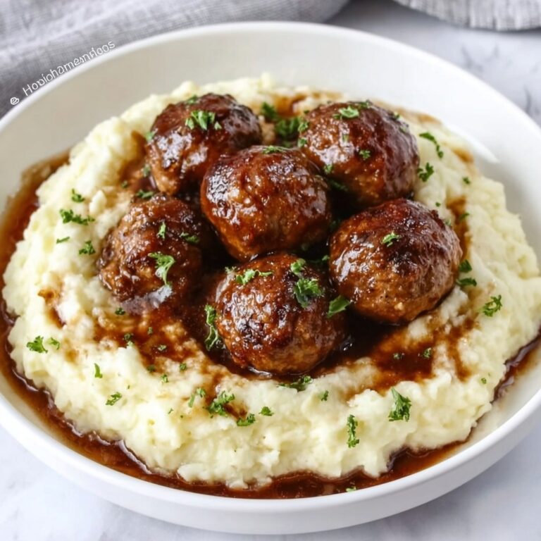 Salisbury Steak Meatballs With Garlic Herb Mashed Potatoes – Cozy Classic Recipe