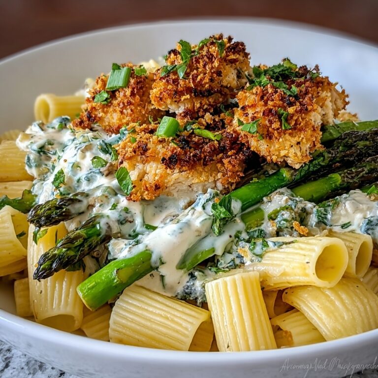 Crispy Parmesan Asparagus Chicken Pasta Recipe